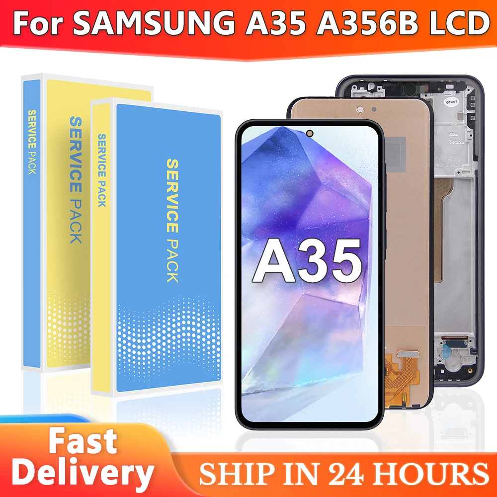 6.6\'\' For Samsung A35 5G LCD A356B Display Touch Screen Digitizer Assembly For Samsung A356E/DS A356B/DS Screen With Frame