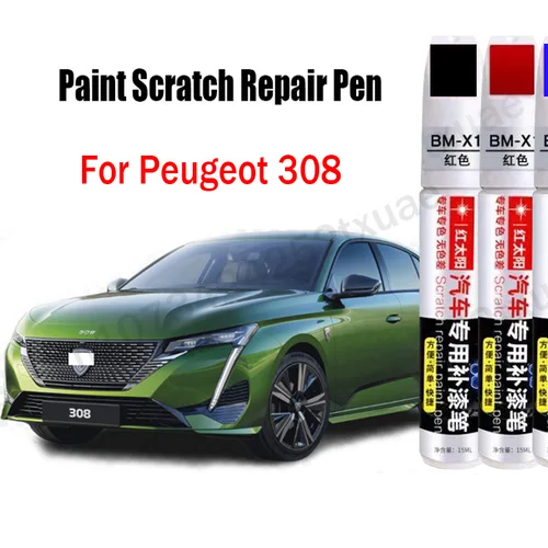 Imagen 1 del producto Pluma reparadora de arañazos de pintura de coche para Peugeot 308 SW GT, removedor de pluma de retoque, accesorios para el cuidado de la pintura, negro, blanco, rojo, azul, gris y plateado