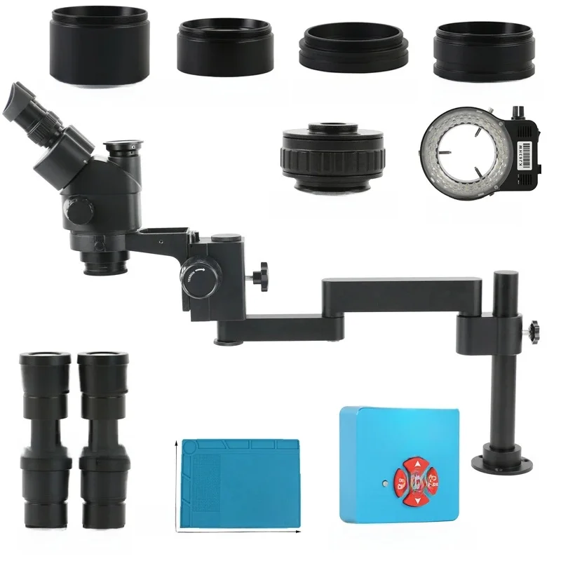 Składany statyw na biurko + simull Focal 3.5X-180X Zoom stereoskopowy mikroskop Trinocular + 1080P 48MP 55MP 4K 2K HDMI USB TF kamera wideo — zdjęcie 2