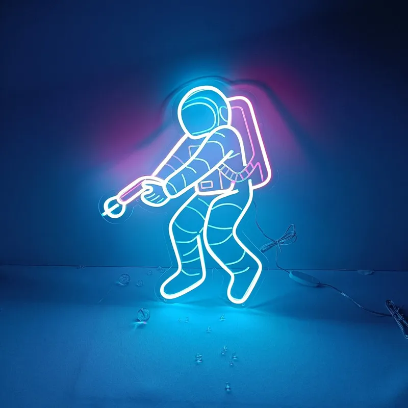 Imagem -03 - Spaceman Neon Sign para Quarto de Crianças Luz Led Cósmica Flex Neon Sign Presente de Aniversário Decoração de Festa