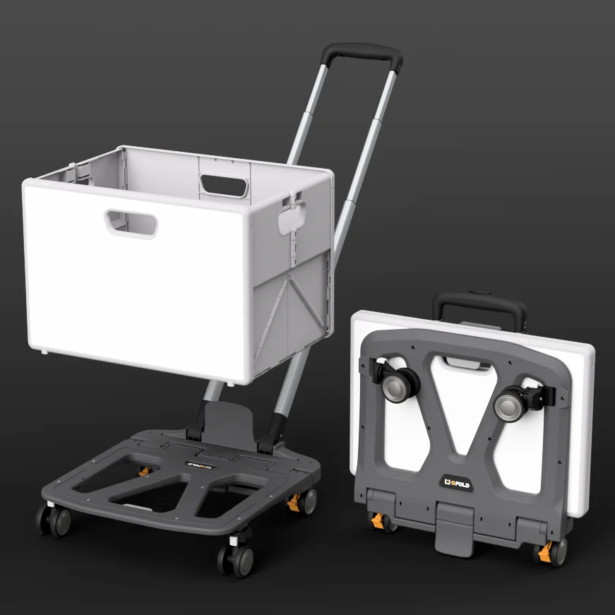 QFOLD Folding Cart Folding Box Set Pro Tilting Handle 4 Wheel Carrier