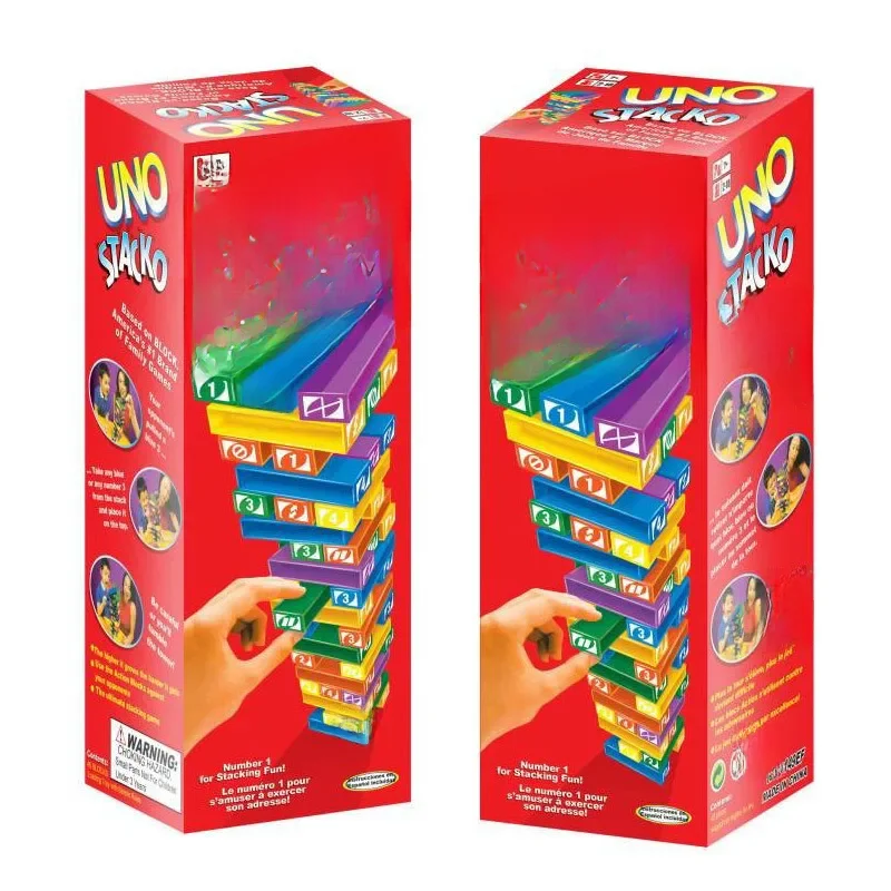 Jogos de Tabuleiro Stacko-UNO, Entretenimento Familiar, Poker Party, Puzzle Educação Infantil,