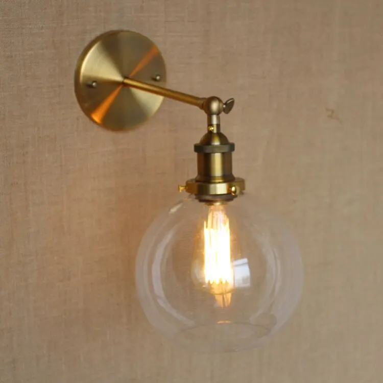 Amerikaanse Vintage Wandlampen Glazen Bal Retro Loft Muur Schansen Slaapkamer Woonkamer Hal Verlichtingsarmaturen Arandela De Parede