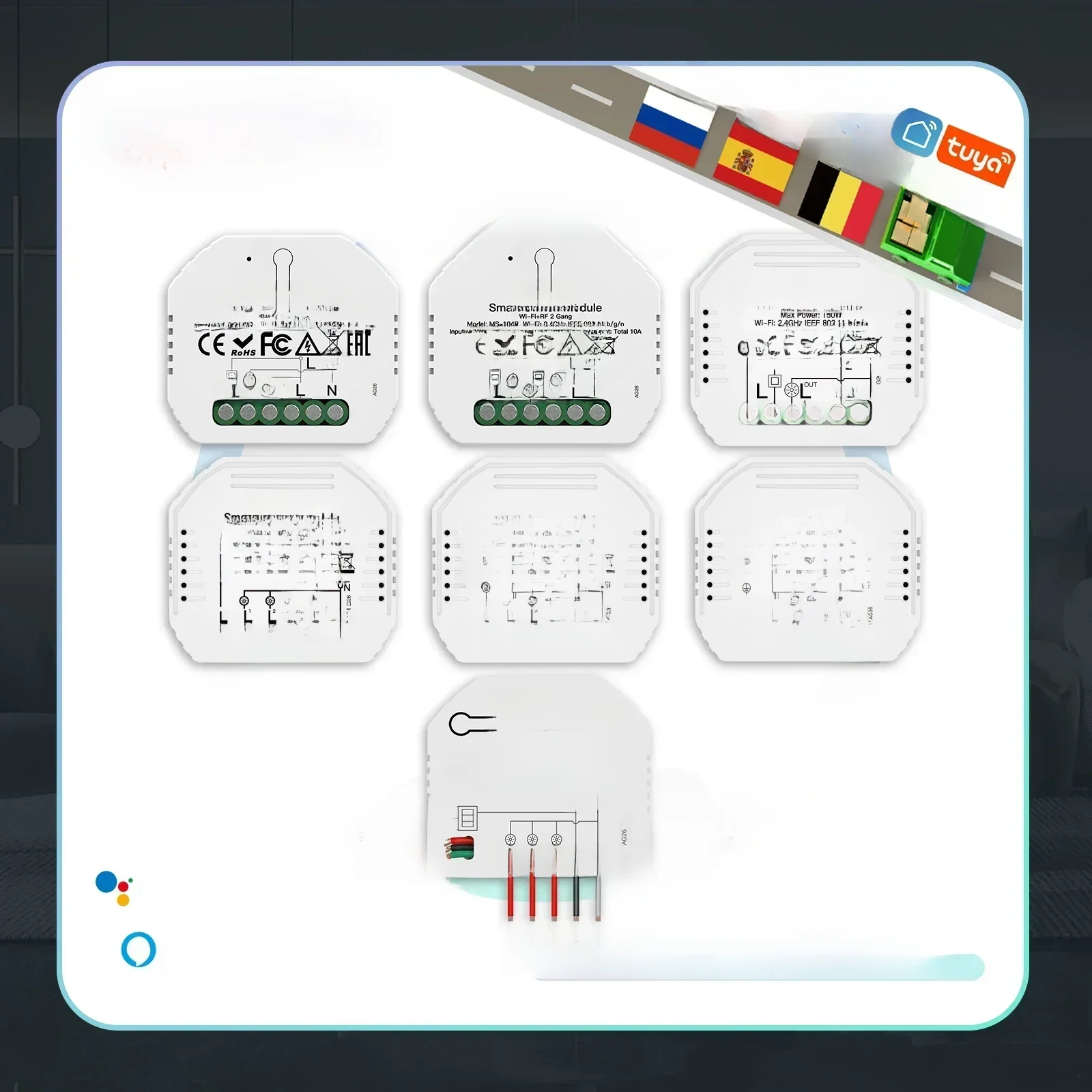 MOES Wifi Smart Light Switch Diy Breaker Module Smart Life/Tuya APP Remote Control, współpracuje z Alexa Echo Google Home 1/2 Way — zdjęcie produktu 7