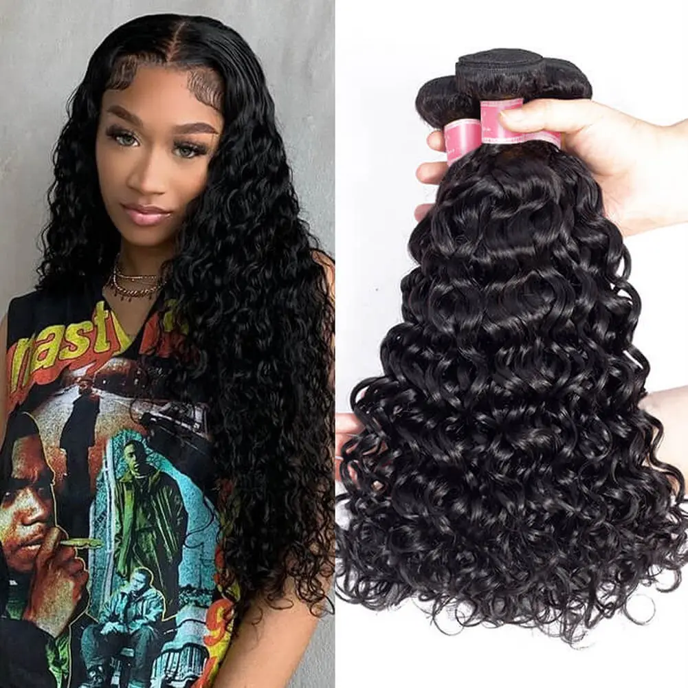 

Water Wave Human Hair 3 Bundle Deal Malaysia Deep Water Weave Hair Extensions Raw Human Hair Weave