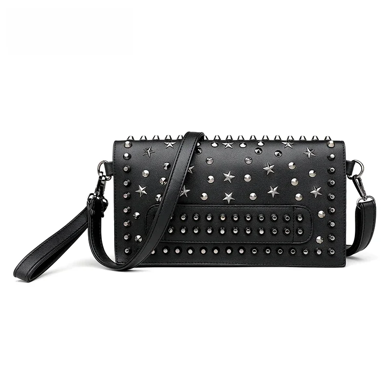 JIEROTYX kobiety moda nit Tote prawdziwe podział owcza skóra torba podróżna na ramię Femininas czarny Punk torebki Dropship — zdjęcie 2