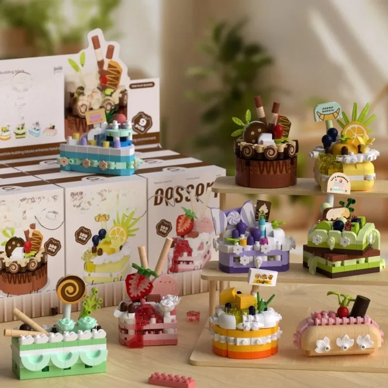 Cadeau d'anniversaire bonbons Mini bloc gâteau Micro bloc de construction pour adultes modèle 3D briques éducatives pour enfants filles de 6 à 12 ans