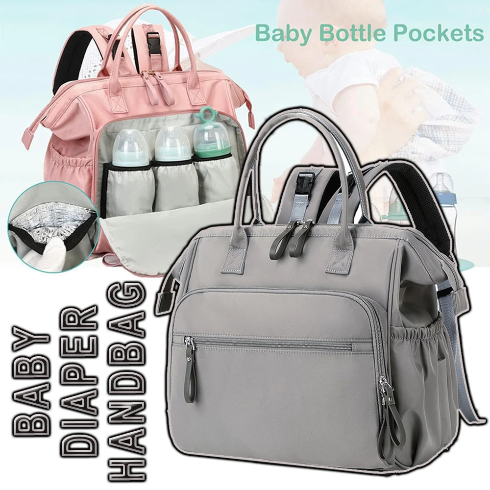 

Baby Diaper Handbag Waterproof Anti-Theft Children's Folding Stroller Storage Backpack Convertible Diaper Bag Tote Wide Open Top