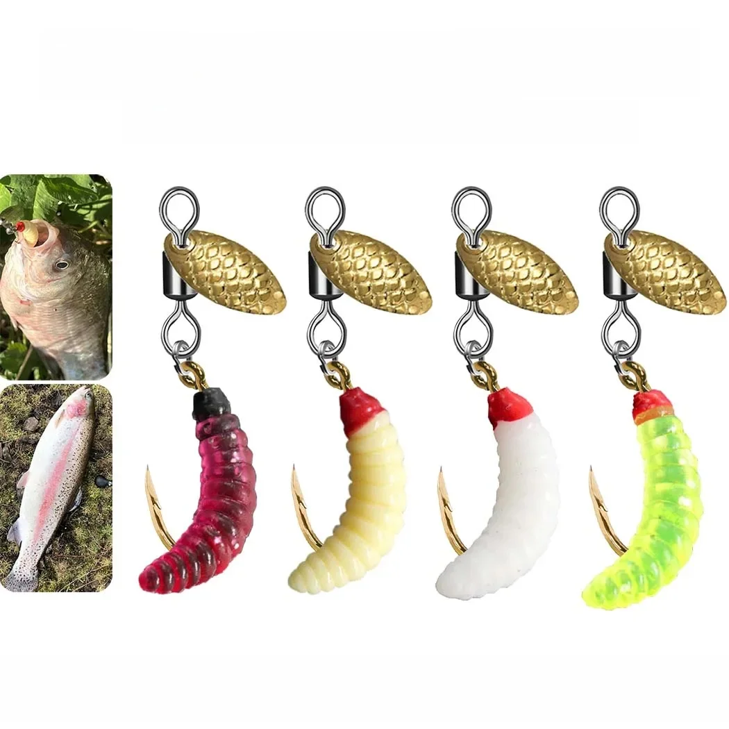 5 sztuk/10 sztuk Spinner cekiny robak przynęta muchy haczyk na przynętę na pstrąga/Steelhead/lachta/bas — zdjęcie 2