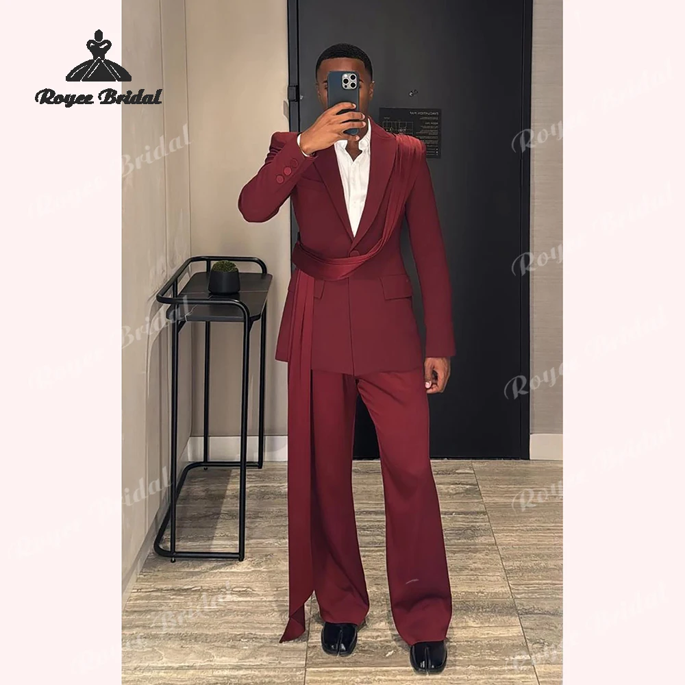 Peak Lapel Two Piece Single with Cape Breasted  Men's Suit Wedding 2026 Slim Fit Evening Prom Suit costume homme mariage
