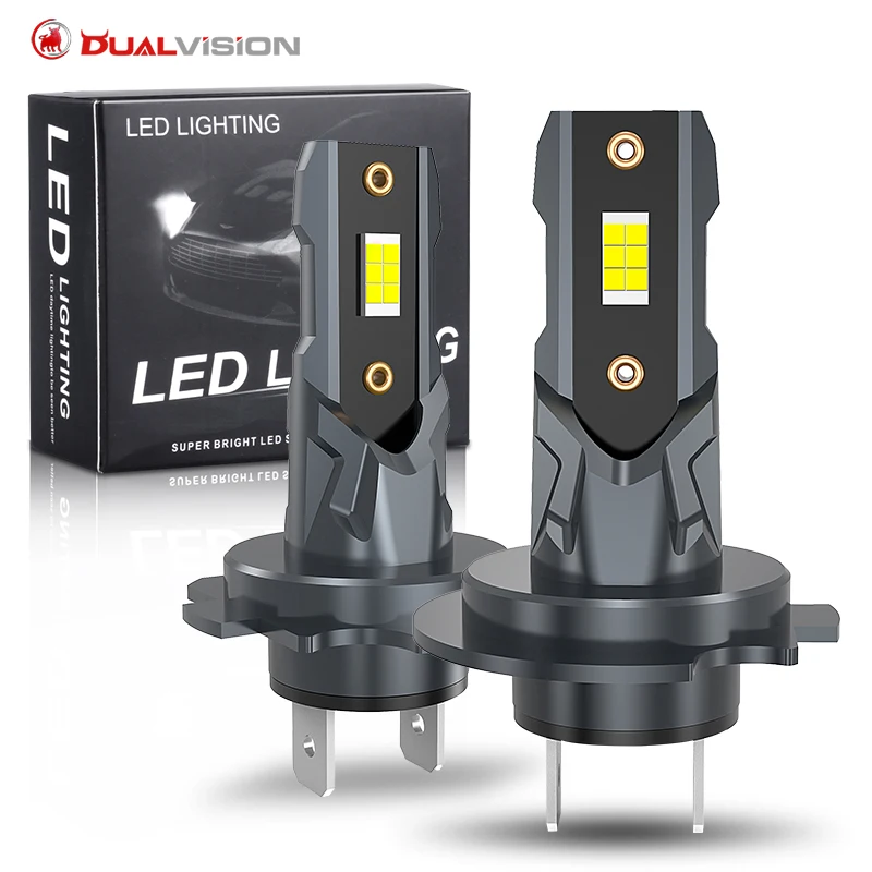 Dualvision H7 LED H18 المصباح لمبة صغيرة لاسلكية 30000LM 6000K CSP كشافات السيارة مصابيح ديود السيارات H7 توربو Led 12 فولت السيارات