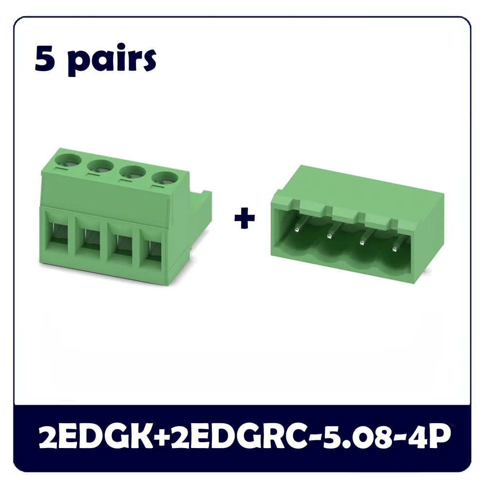 5PCS 4pin 2EDGR 2EDGV 2EDGK 2EDGRC 2EDGVC 5.08 4P Pluggable PCB Header Terminal Block Connector