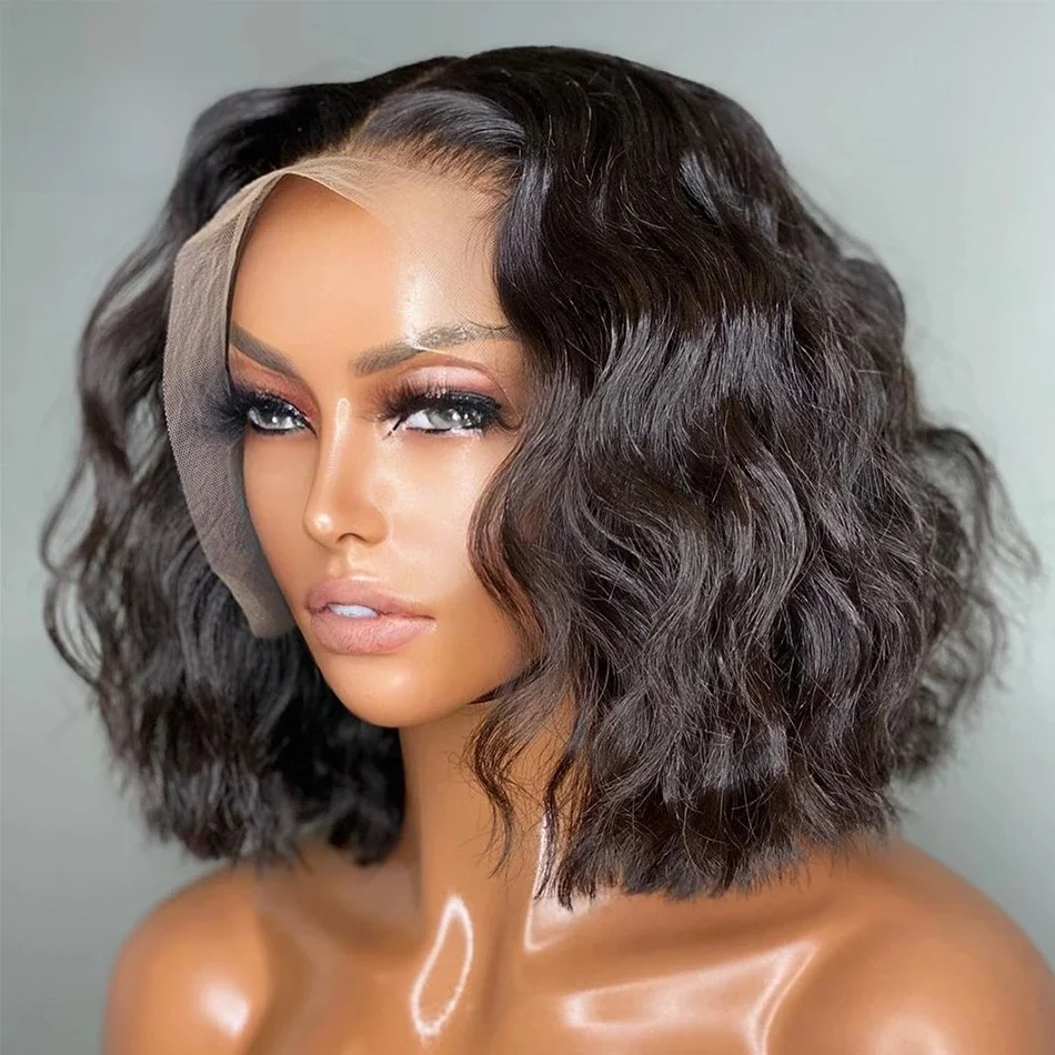 Korte Bob 5X5 Pu Zijden Basissluiting Pruik Remy Brazilian 13X6 Hd Kant Voorkant Menselijk Haar Pruiken Pre Geplukt Voor Zwarte Vrouwen Luffy - afbeelding 2