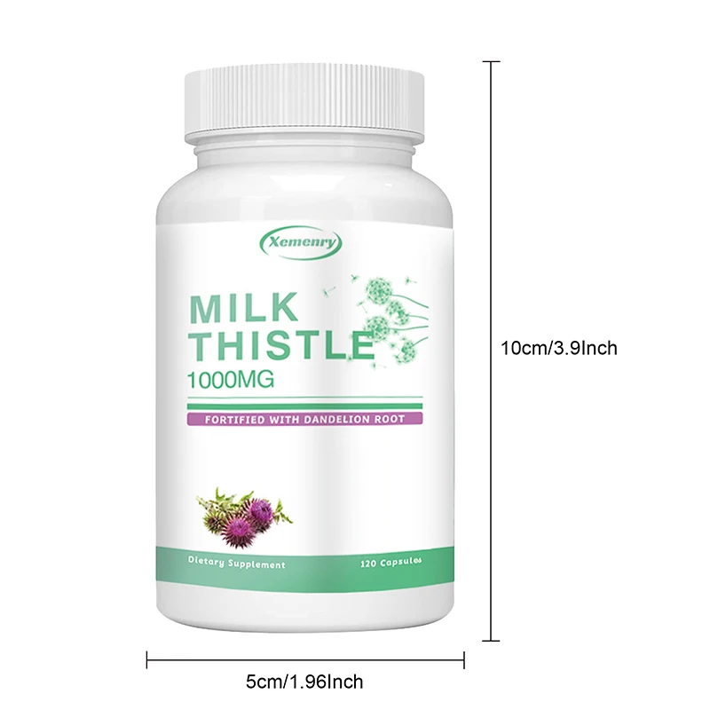 Milk Thistle 1000mg - with Dandelion - Supports Liver Detoxification and Cleanses, Improves Digestion - 120 Capsules images - 6