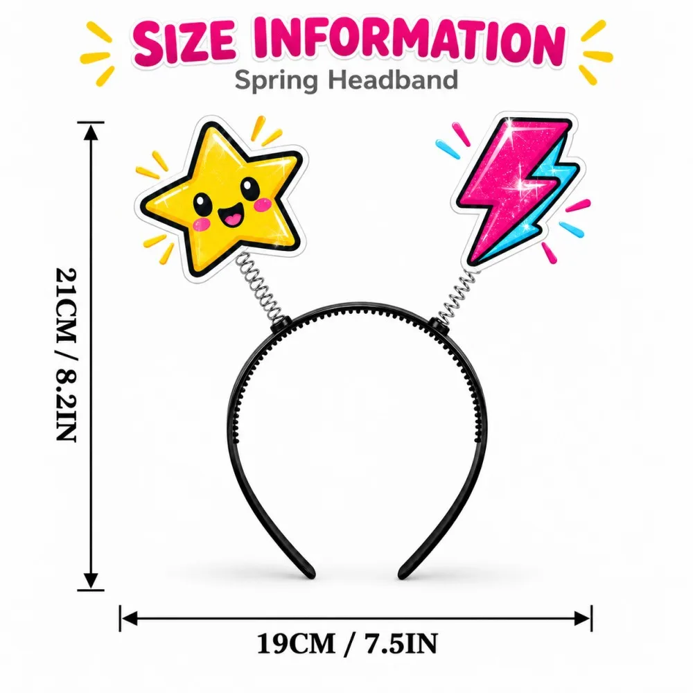 3Pcs Custom Spring Headband Personalized Cardstock Bobble Hair Bands Double Sided Print Party Concert Birthday Props