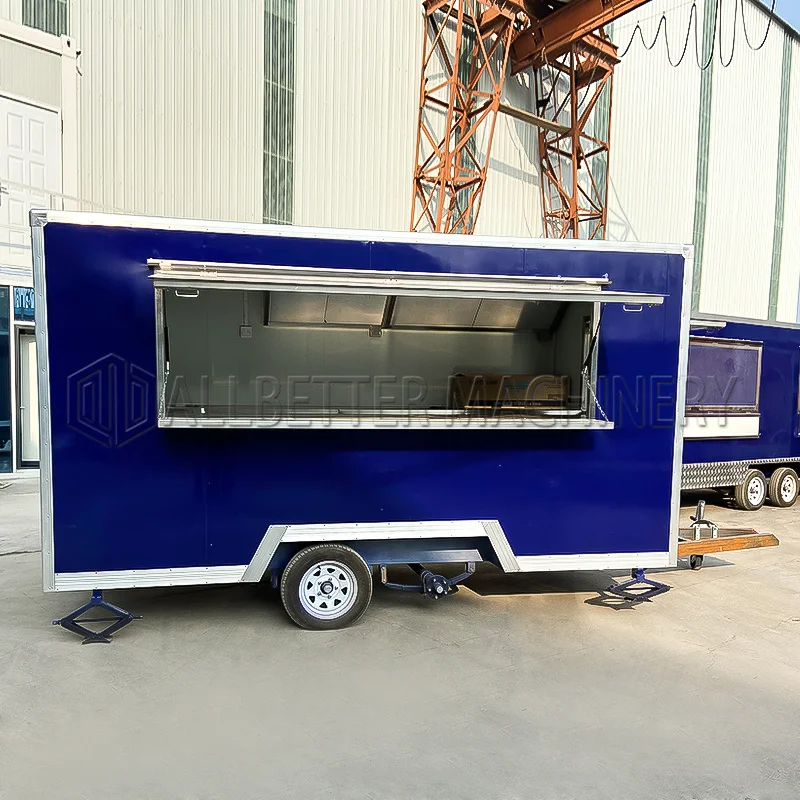 

Allbetter Outdoor Square Food Trailer Street Mobile Kitchen Food Vending Cart Food Kiosk Outdoor with Big Sales Window