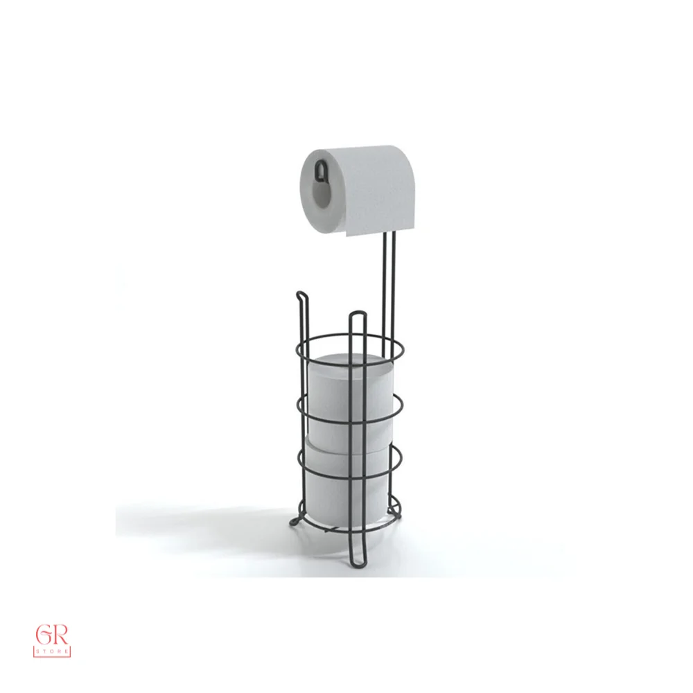 Chrome White Floor Standing Metal Paper Roll Towel Holder Stand Organizer Toilet Paper Rack Vertical Storage Basket Bathroom