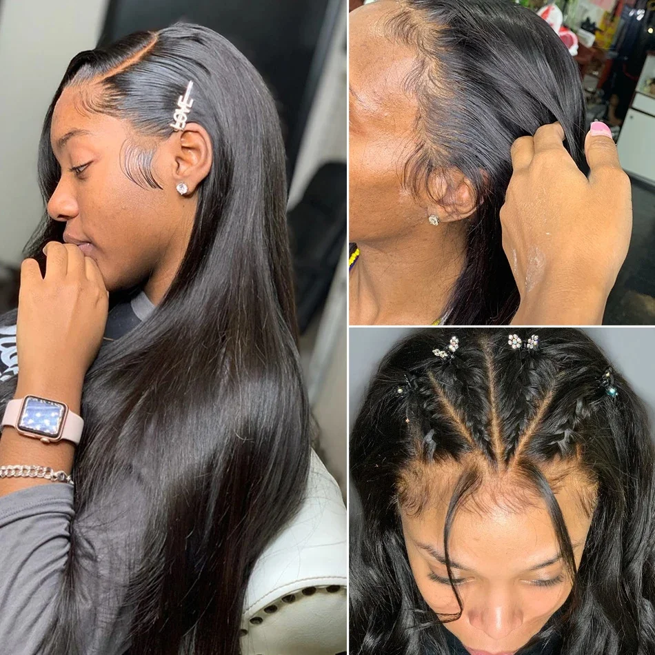 250 densidade 30 40 Polegada osso em linha reta 13x6 hd laço frontal perucas de cabelo humano 100% brasileiro 13x4 peruca dianteira do laço reto para mulher