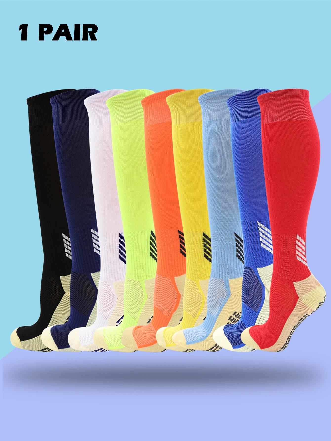 Meias de Futebol Longas para Homens, Meias Profissionais de Treinamento, Com Silicone Espesso e Base Antiderrapante