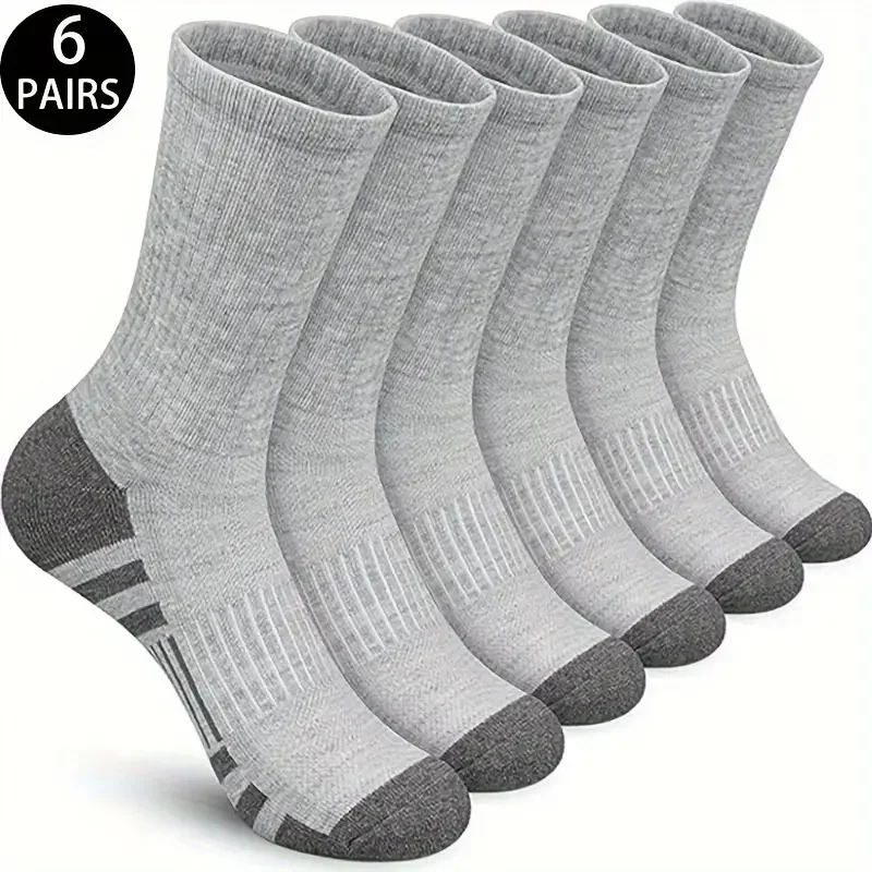 6Pairs of Ultra-Soft, Breathable Men\'s Classic Crew Socks - Comfy, Casual, Unisex Socks for Outdoor Wearing in All Seasons