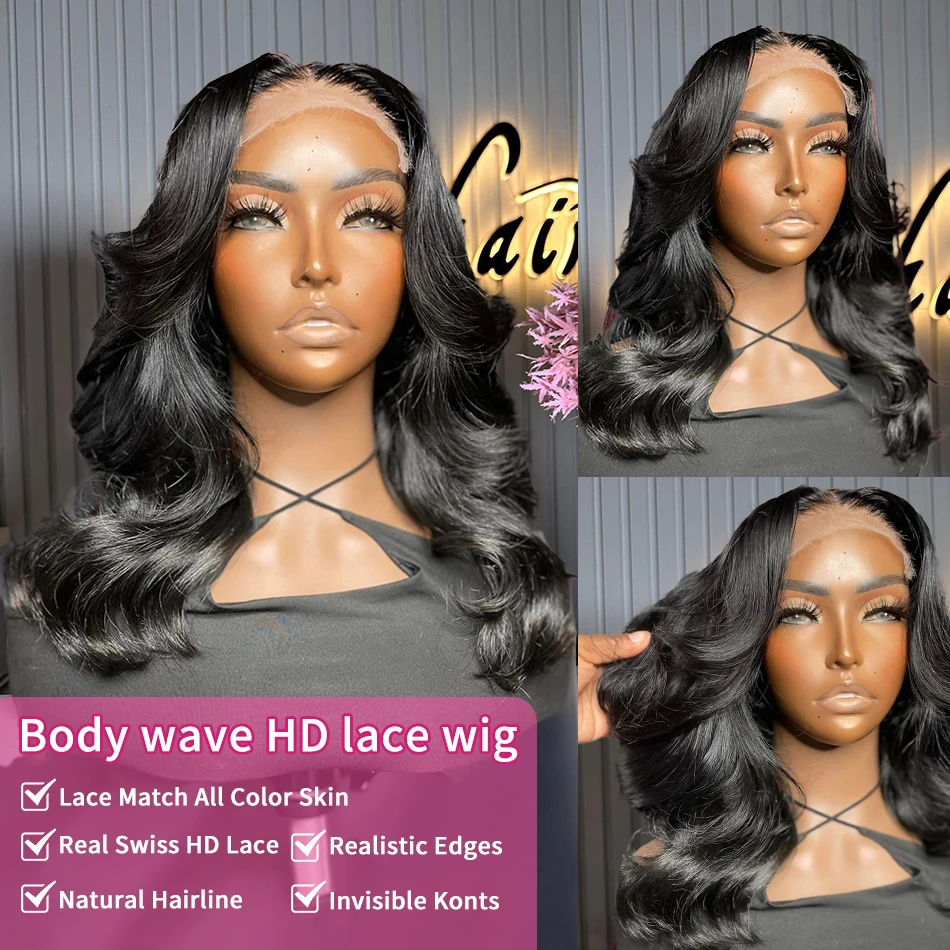 250 Density Body Wave Short Bob 13x4 13x6 Transparent Lace Front Human Hair Wigs 5x5 HD Pre Plucked Lace Frontal Wig For Women