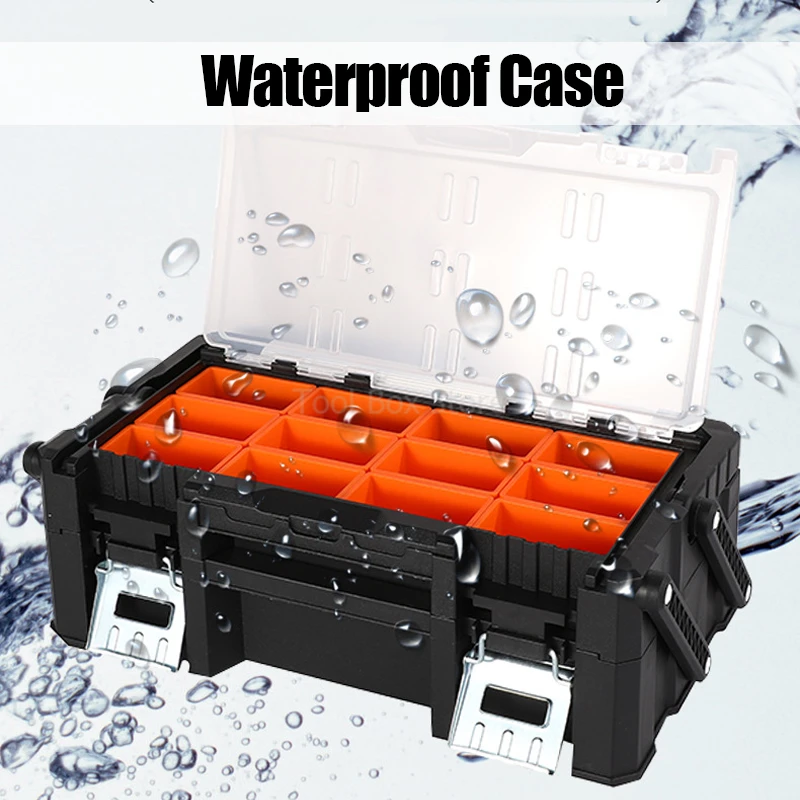 Portable Parts Storage Box Screws Organizer 2-layer Folding Tool Box Multi-grid Hardware Tool Storage Case Plastic Toolbox