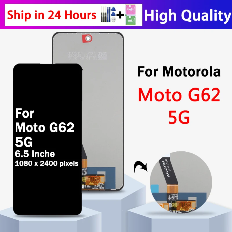 

Новинка 6,5, для Motorola Moto G62, телефон с ЖК-дисплеем и сенсорным экраном, дигитайзер в сборе, замена дисплея для Moto G62