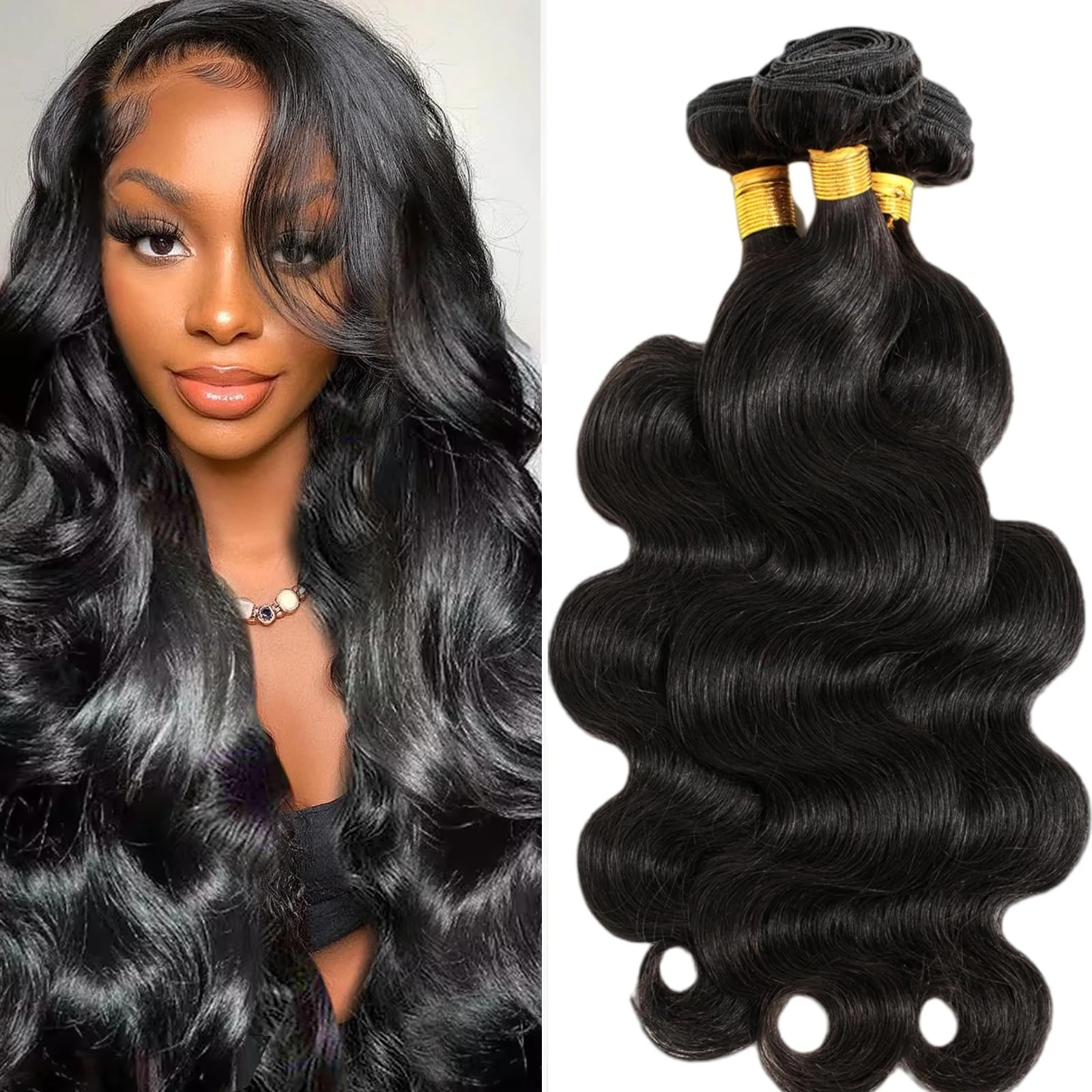 

Объемная волна человеческих волос 1, 3 пучка, настоящие 100% необработанные пучки человеческих волос, наращивание человеческих волос для чернокожих женщин, натуральный цвет