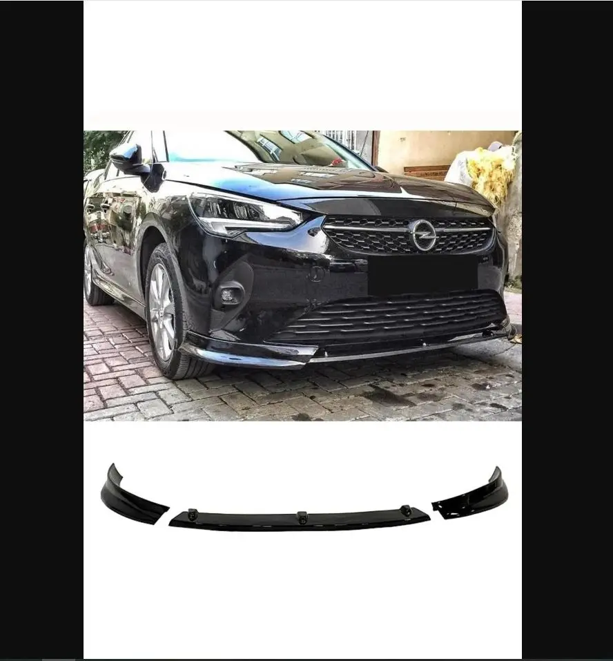 For Opel Corsa F Race Front Lip Piano Black 3 Piece 2019 2020 2021 Abs Plastic - Body Kit Bumper Diffuser Spoiler Universal Auto