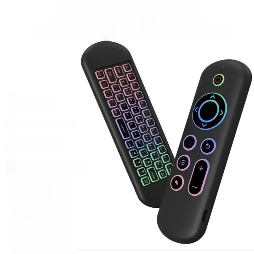 Bezprzewodowa mysz powietrzna M5 2,4 GHz Bluetooth5.2 Mini klawiatura Podświetlany głosem pilot zdalnego sterowania na podczerwień do nauki dla komputera z systemem Android — zdjęcie 2