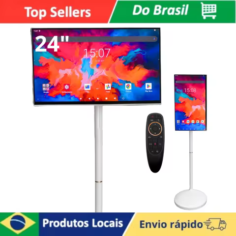 Tela Interativa Touchscreen 24 Polegadas IPS Full HD Android Bateria 10000mAh Pedestal Giratorio Inteligente Wi-Fi 5 4GB RAM 64G