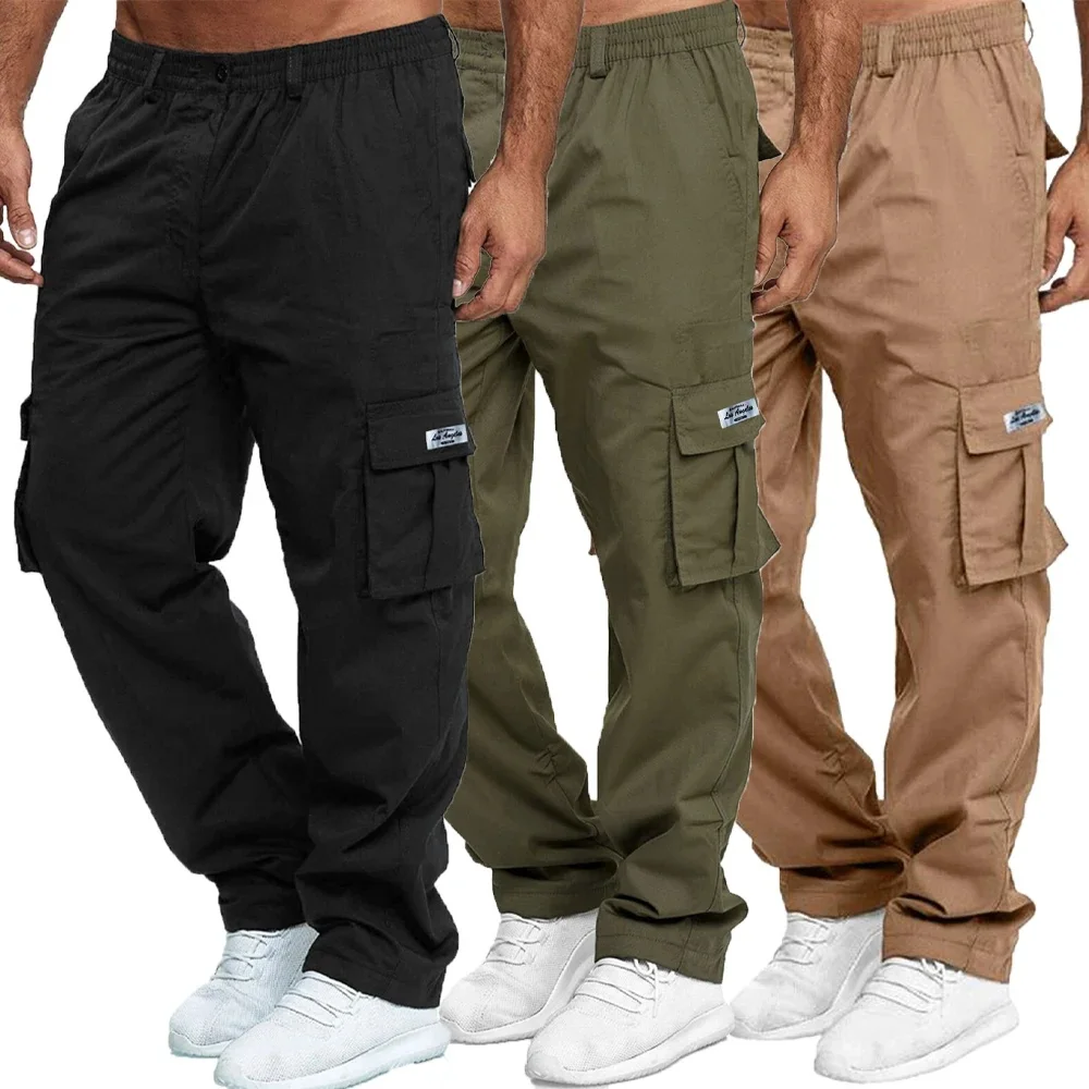 Männer Cargo Hosen Jogginghose Outdoor Lose Gerade Lange Hosen Sommer Casual Multi-Tasche Langlebige Arbeitskleidung Männliche Hosen