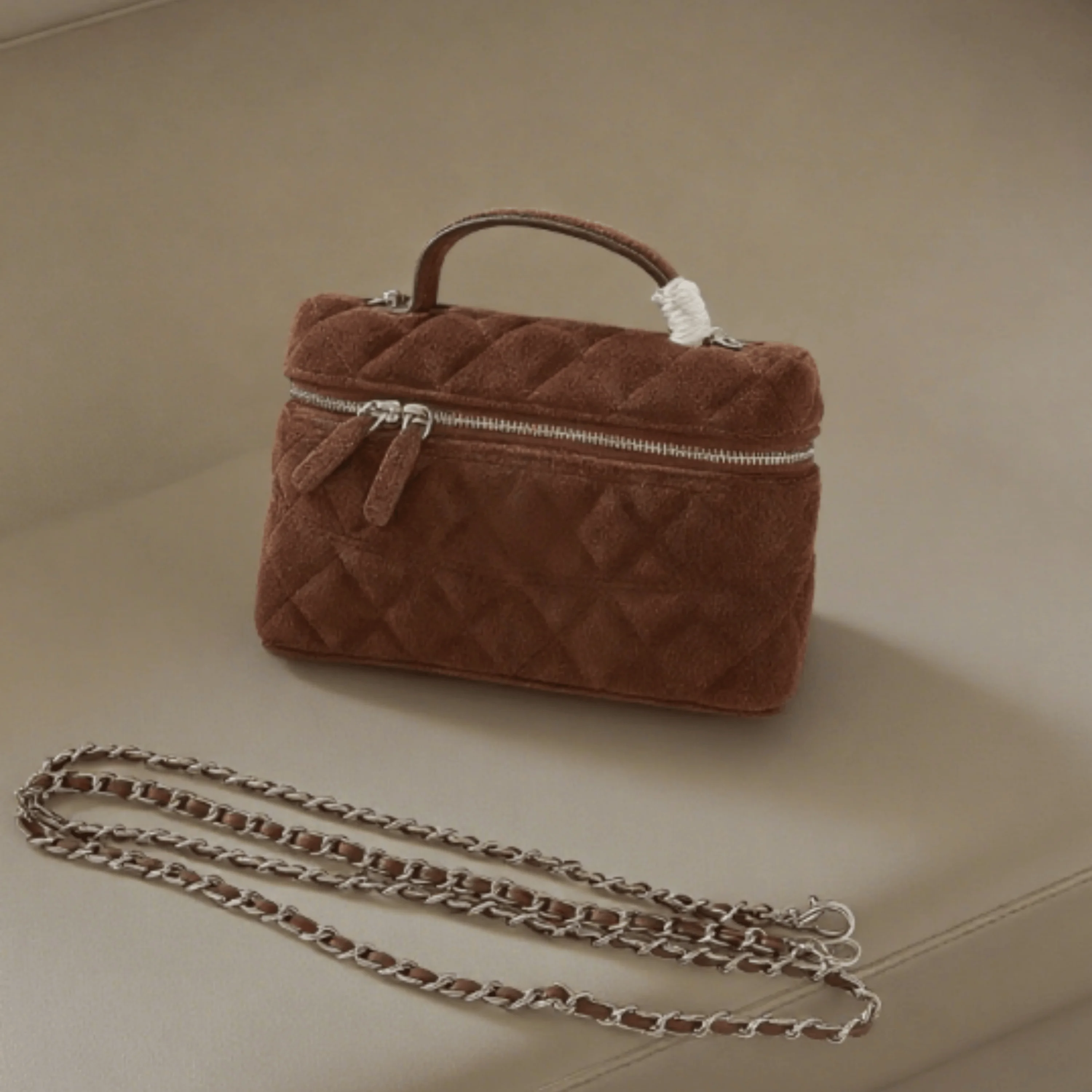 

Женская сумка-бокс для обеда, стильная новая маленькая замшевая сумка со звездами, универсальная повседневная мягкая женская сумка CSmall 20*12 см 2025