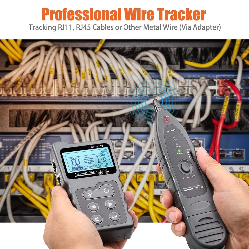 Imagem -06 - Noyafa-cable Tracker Lan Display Medida Tester Ferramentas de Rede Display Lcd Medir o Comprimento Wiremap Tester com Lanterna Nf8209