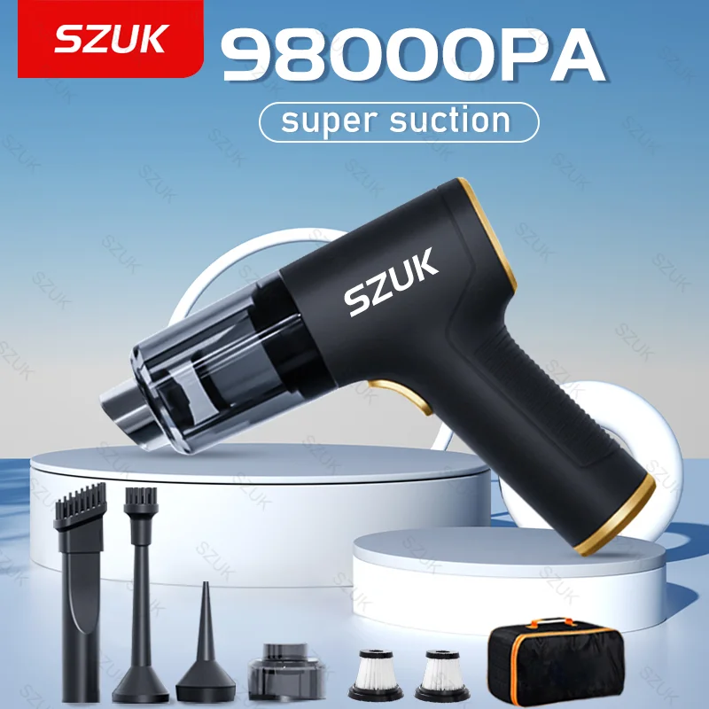 SZUK 98000PA Car Vacuum Cleaner Wireless Mini Powerful Cleaning Machine Strong Suction Handheld for Car Portable Home Appliance