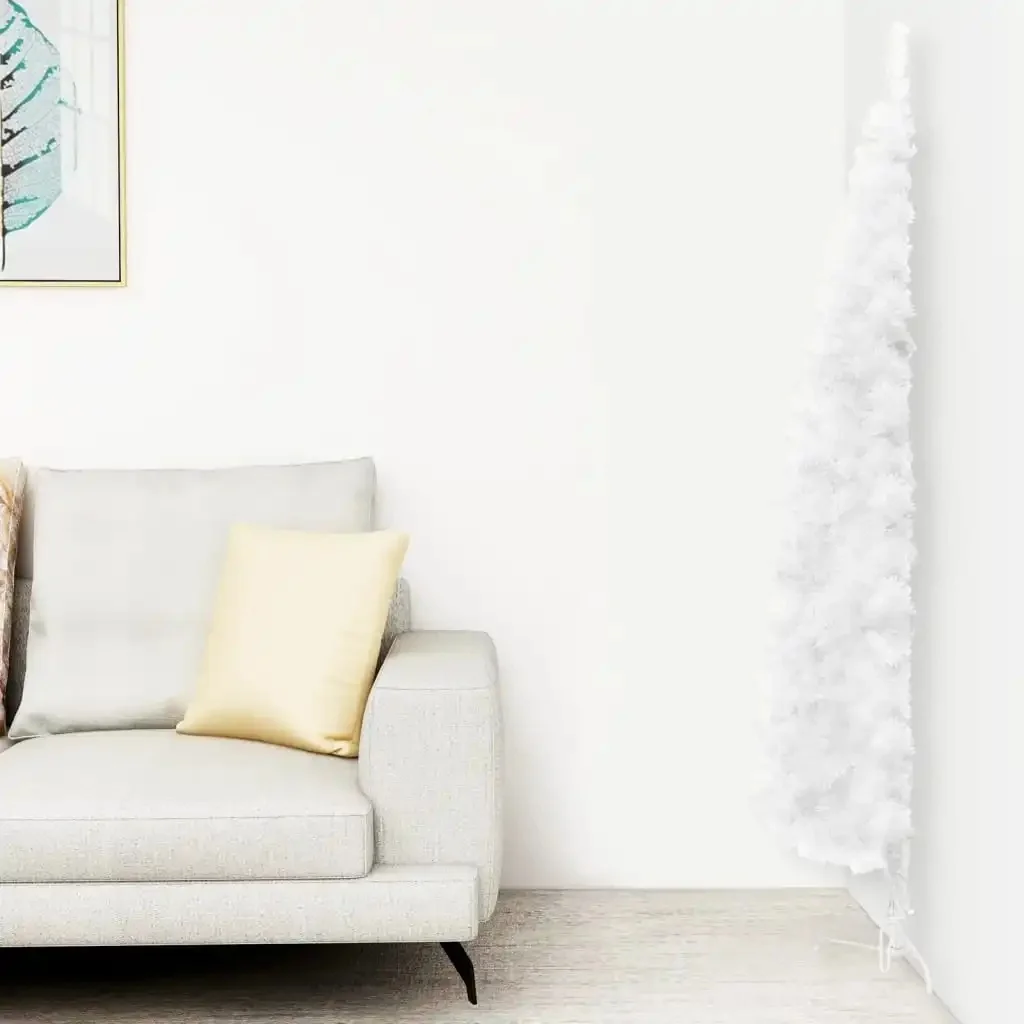 Vidaxl White Half Thin Artificial Christmas Tree With Support Cm