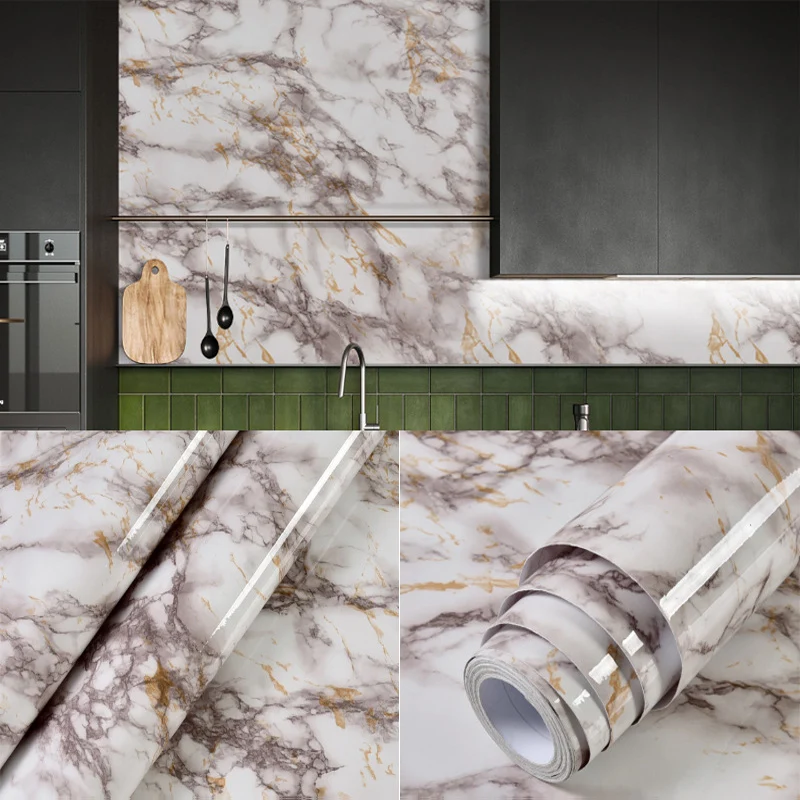 40cm marble self-adhesive wallpaper bathroom kitchen cabinet countertop contact paper PVC waterproof wall sticker