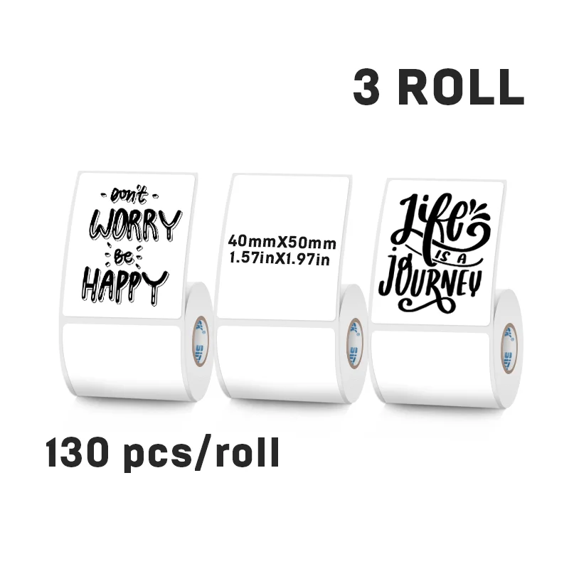 KAYSION 40x50mm White Rectangle Thermal Sticker Paper DIY Label Sticker for Phomemo M110 M120 M220 M221 M200 Printer