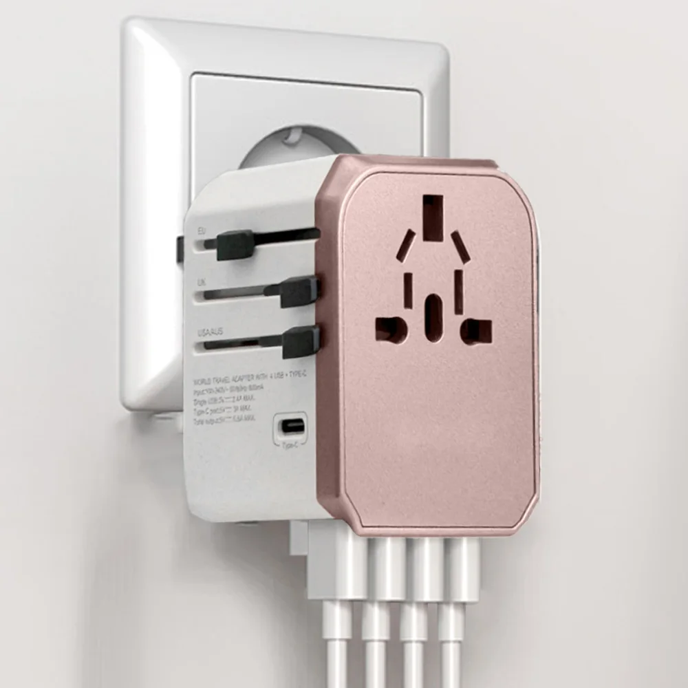 [국내무료배송]해외여행 만능멀티어댑터 5포트 고속충전 PD45W 노트북 휴대폰 태블릿 충전 멀티플러그 만능 돼지코 