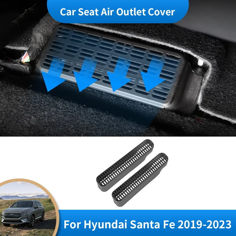 

Car Air Vent Antiblocking Dust Cover Under Seat Air Conditioning Outlet Cover Accessories for Hyundai Santa Fe TM MK4 2019~2023