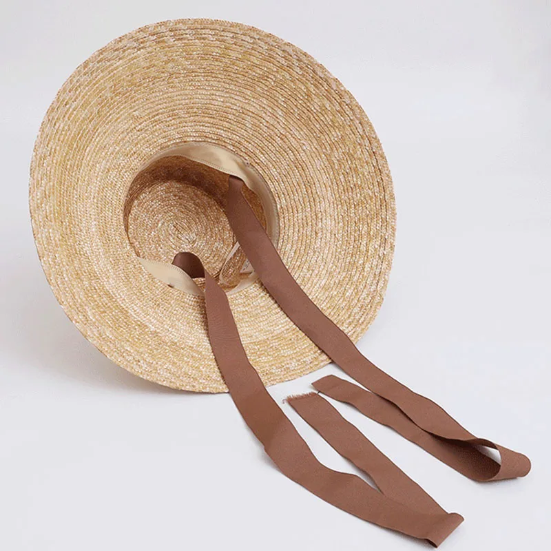 Women Wide Brim Straw Hat with Chin Strap Summer Sun Hats UV Sun Protection Beach Hat Wind Lanyard UPF Derby Travel Hat