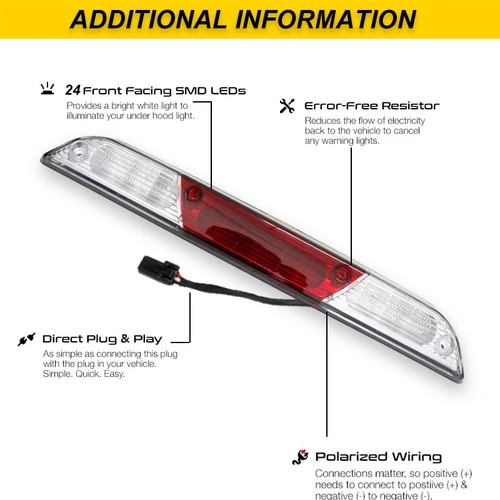 Imagen 2 del producto 1 Uds. LED tercera luz de carga de freno para Ford F150 F250 F350 F450 Ranger Maverick 2015-2020 luces de freno de montaje alto blanco rojo