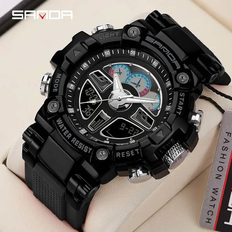 Fashion Cool Shinny LED Watch Men's Sports Trend Multi-Function Electronic Watch Stopwatches For Male Relogio Masculino Watches