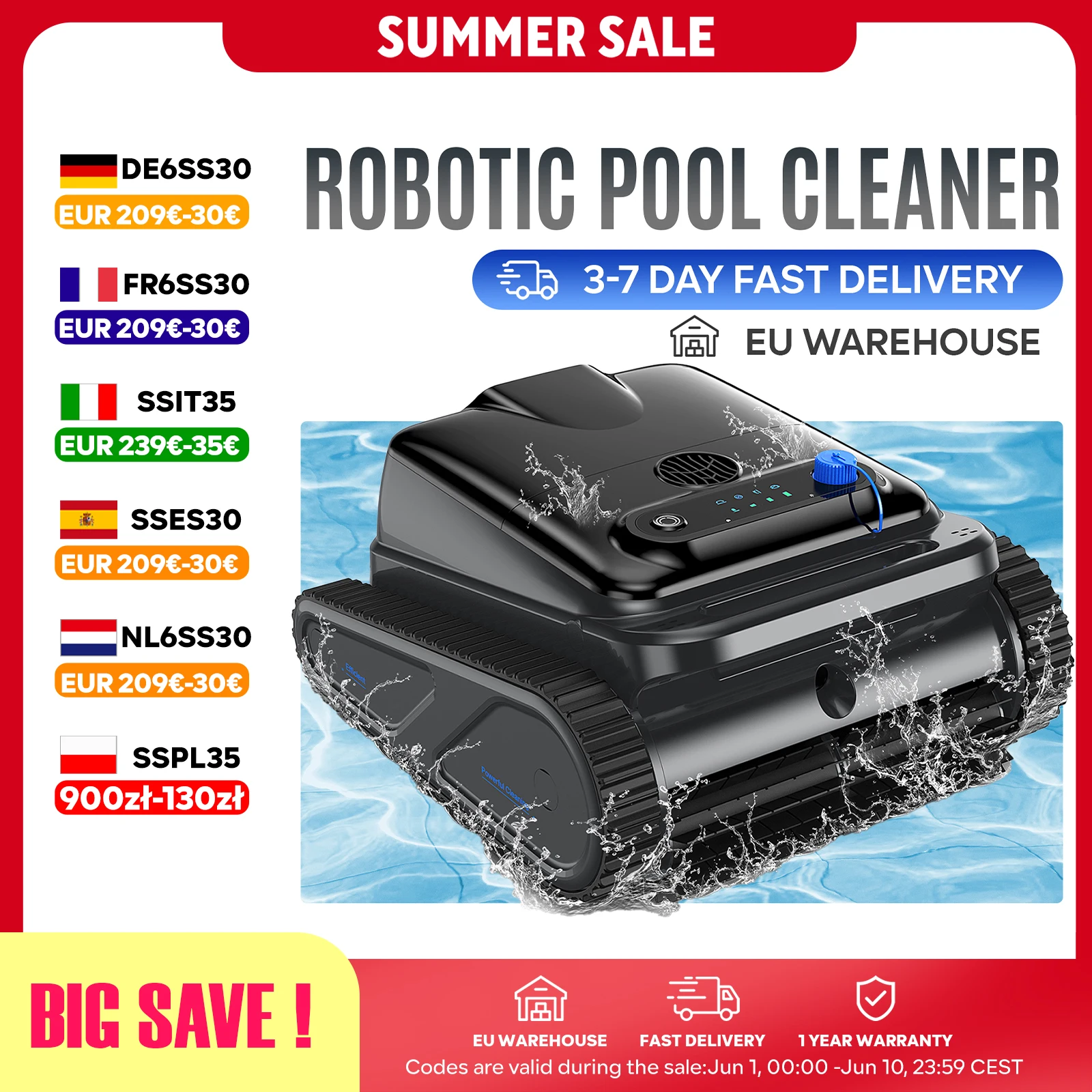 Y50S Robot Piscine Sans Fil, 130 Min Autonomie, Nettoyeur Fond Parois Ligne d'Eau, 185m² Surface, Couverture Intelligente