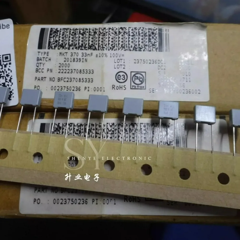 20pcs/lot MKT370 0.033uf 100V 33nF 333 K Brand New 5mm Film Capacitor BFC237085333