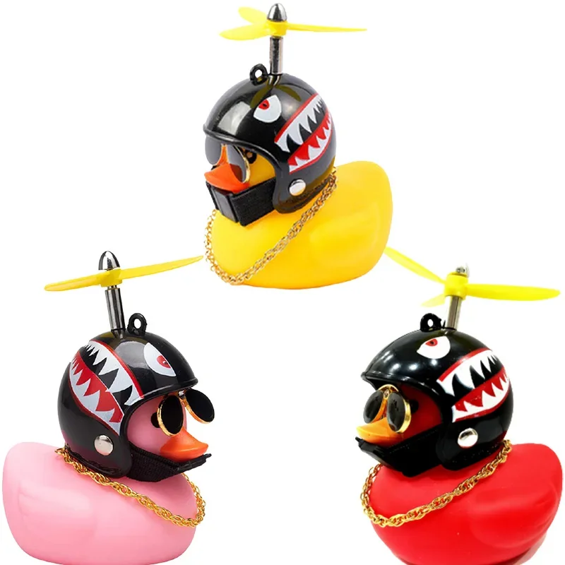 AliExpress UK Car Ornaments Cute Little Yellow Duck With Helmet Propeller For Bike Motorcycle Without Lights Red