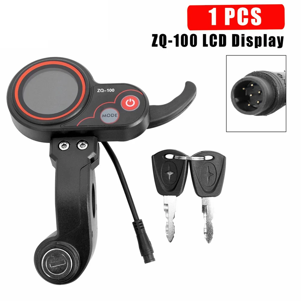 ZQ-100LCD Display Mileage Meter Speed Adjustable Electric Scooter Meter 6 Pin Display for Electric Scooter Dashboard With Key