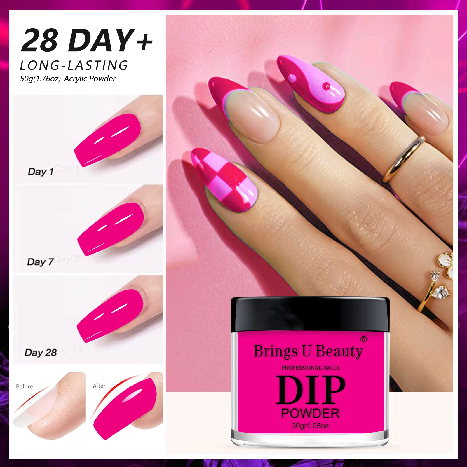 30g Lichtgevende Nail Art Poeder Halloween Dompelpoeder Roze Pompoen Oranje Glow In Dark Fosfor Poeder Party Manicure Salon DIY