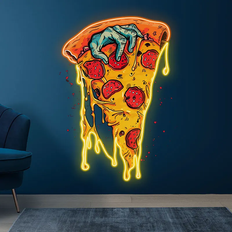 Pizza Neon Signs, Light Sign for Wall Decor, Bar Pub Store Club Garage Bedroom Man Cave  Neon Light Sign, , Home Artwork