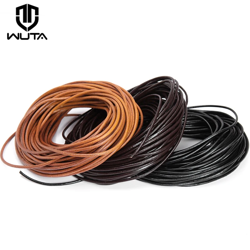 WUTA 5 Meters 100% Genuine Leather Cord Round Rope 1.5-6mm Leather Strap Strings Woven Rope Jewelry Necklace Bracelet Lace